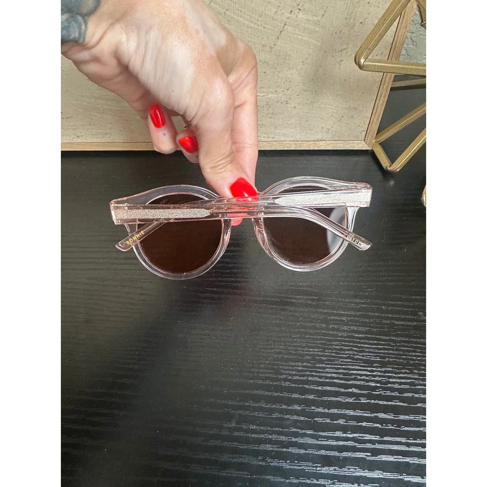 Bonnie Clyde Hill Sunglasses Pink Translucent Round Frame 50 22 145